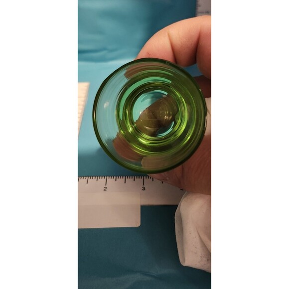 Vintage Green Depression Glass Toothpick Holder – 2” Pressed Glass Mini - Picture 5 of 7